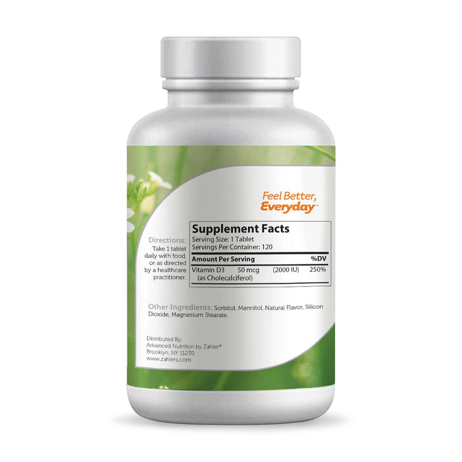 Vitamin D3 Chewable 2000 IU - 120 Tablets (120 Servings)